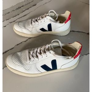 Veja Esplar Leather Sneakers - white, navy, red - size 6